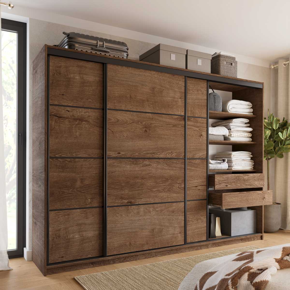 Duża szafa na ubrania 280 cm dąb lefkas LOFT