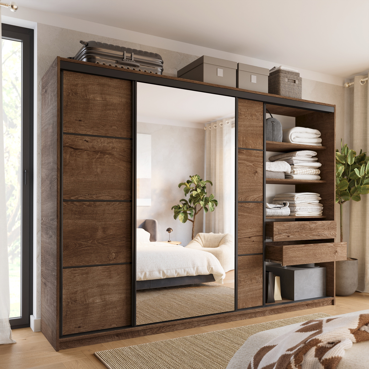 Duża szafa na ubrania 280 cm dąb lefkas LOFT