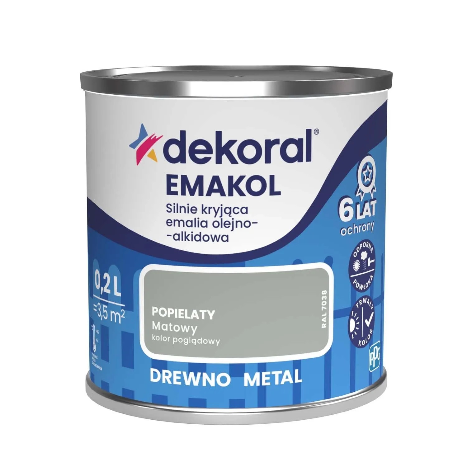 Dekoral Emalia Emakol Strong popielaty matowy 200 ml