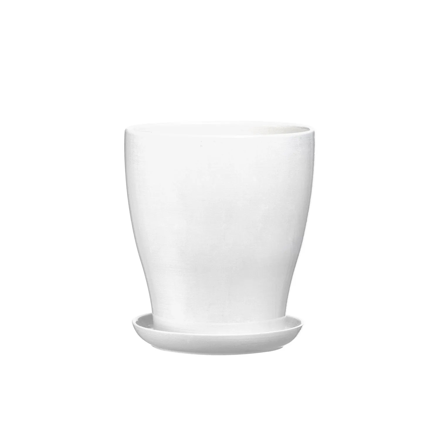 Doniczka z podstawką Laura biały mat - 18 cm