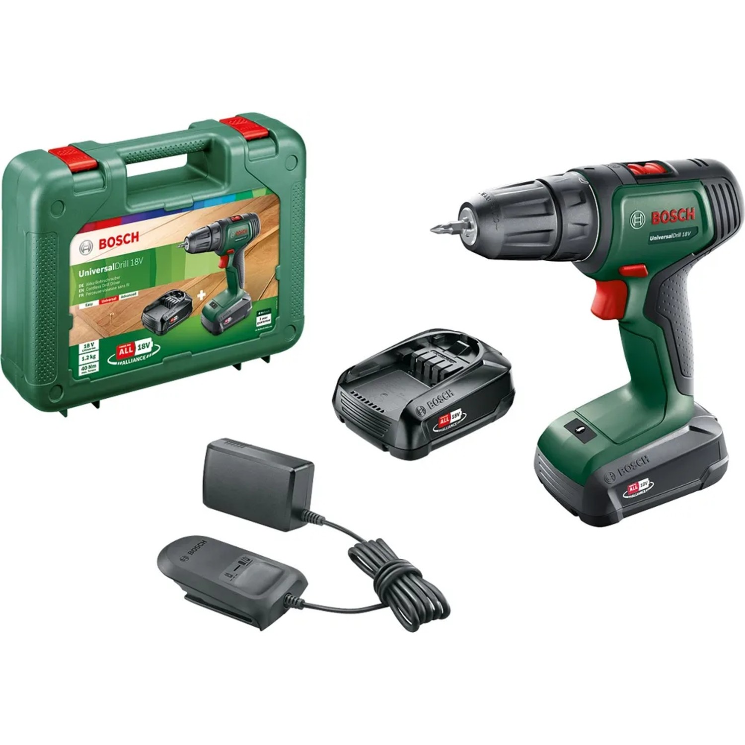 Bosch Wiertarko-wkrętarka akumulatorowa Universal Drill 18V 2x1,5 Ah