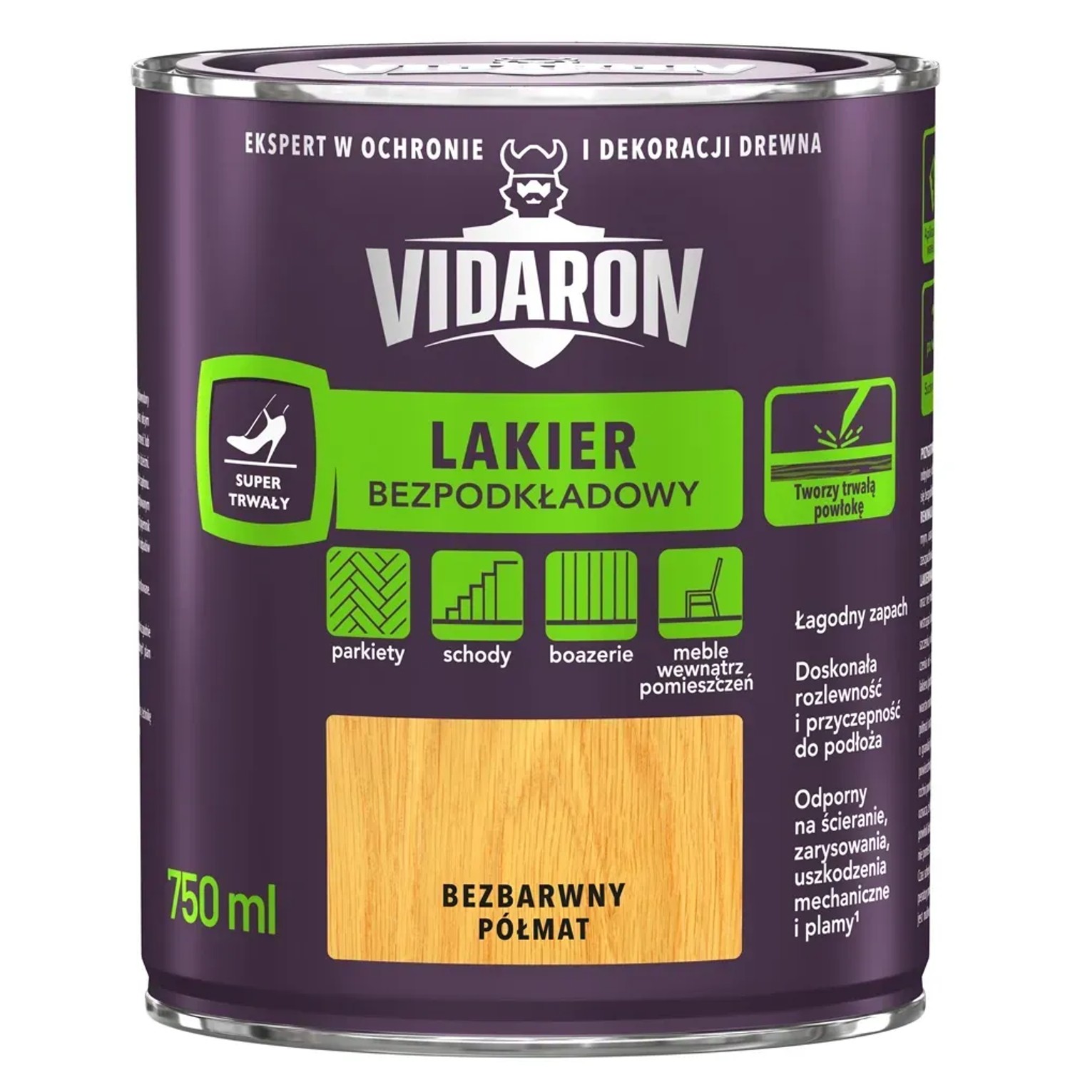 Vidaron Lakier bezpodkładowy do parkietu bezbarwny półmat 750 ml