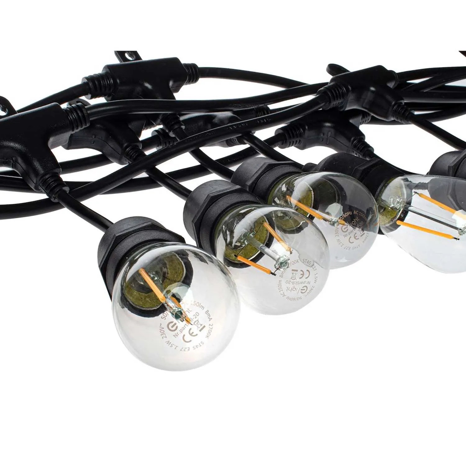 Eko-Light Girlanda ogrodowa 10xE27 1,5W 2700lm czarna 10 m