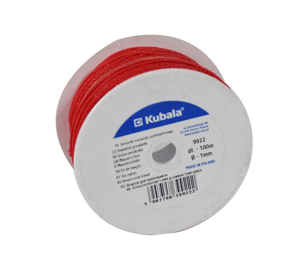 KUBALA SZNUREK MURARSKI 1.0MM 100M CZERWONY 9922
