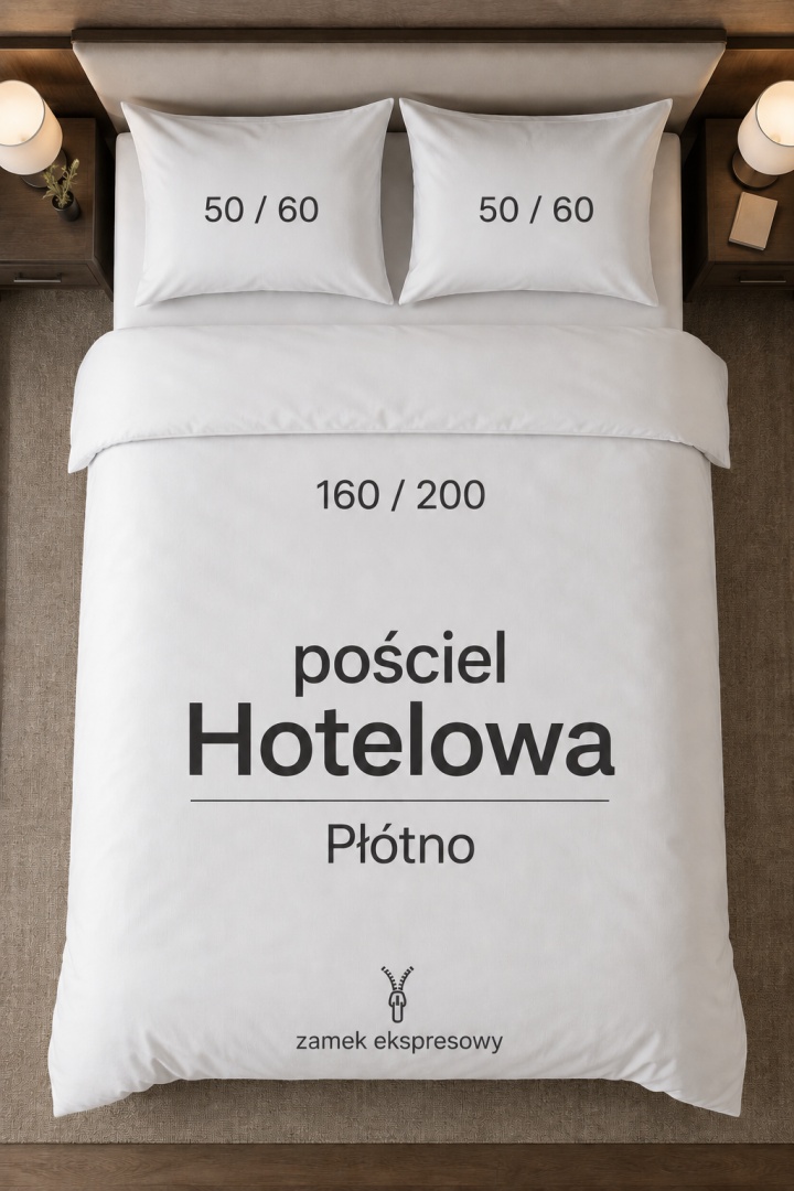 Pościel hotelowa PŁÓTNO 160x200 +2x 50x60 | Zamek ekspresowy | 100% bawełna