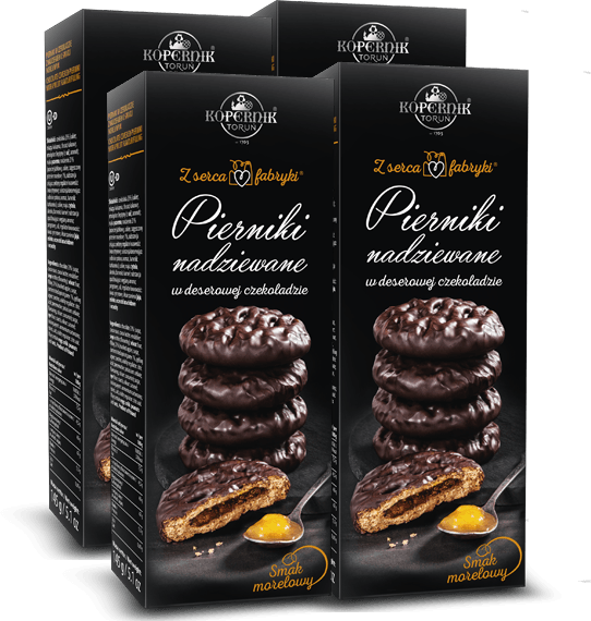 4x Pierniki nadziewane Kopernik, morelowy w czekoladzie, 145g