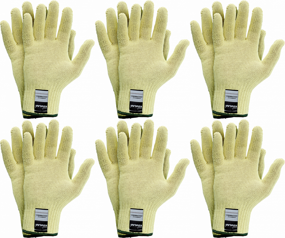 6x Rękawice robocze JS Gloves Kevlar, tkaninowe, rozmiar 8, żółty