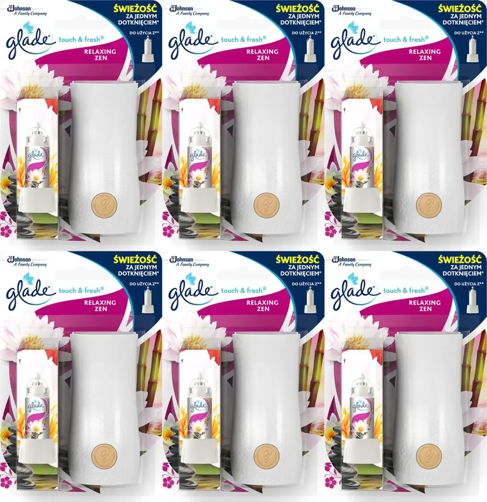 6x Odświeżacz automatyczny Glade by Brise Touch & Fresh Relaxing Zen, urządzenie+ wkład 10ml