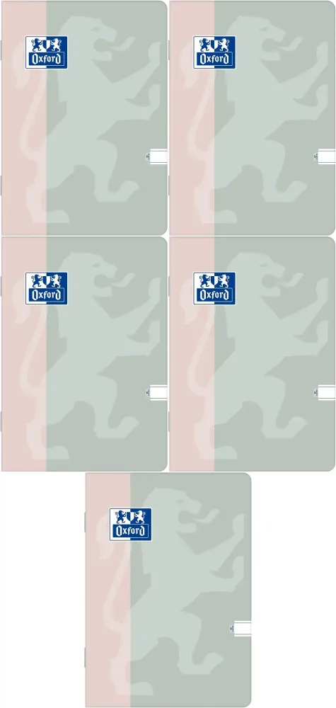 5x Zeszyt w linie Oxford B-Light, A5, 60 kartek, mix kolorów pastelowych