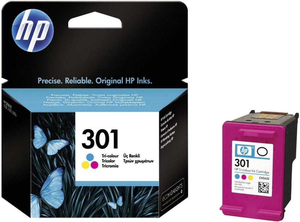 Tusz Hp 301 (CH562EE), 165 stron, CMY cyan (błękitny), magenta (purpurowy), yellow (żółty)