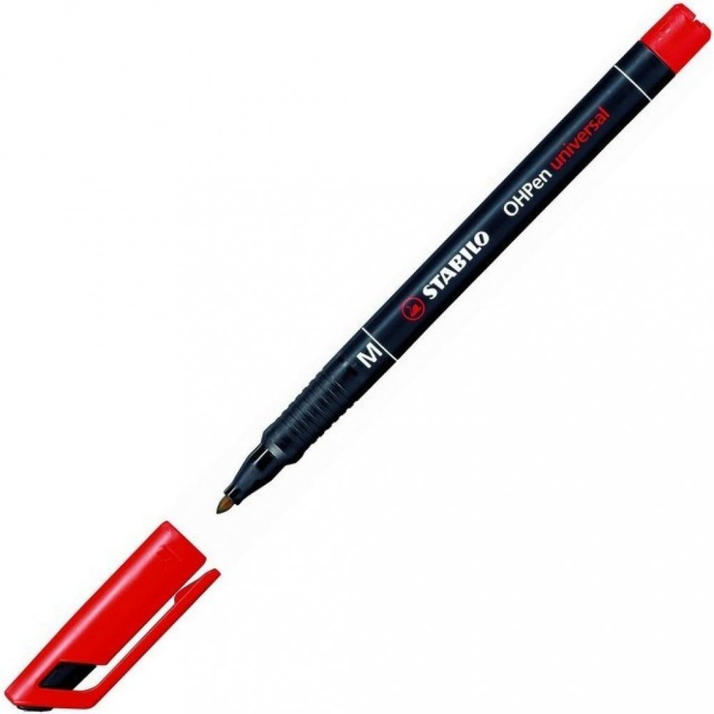 Foliopis Stabilo, OHPen, okrągła, 1mm (M), czerwony