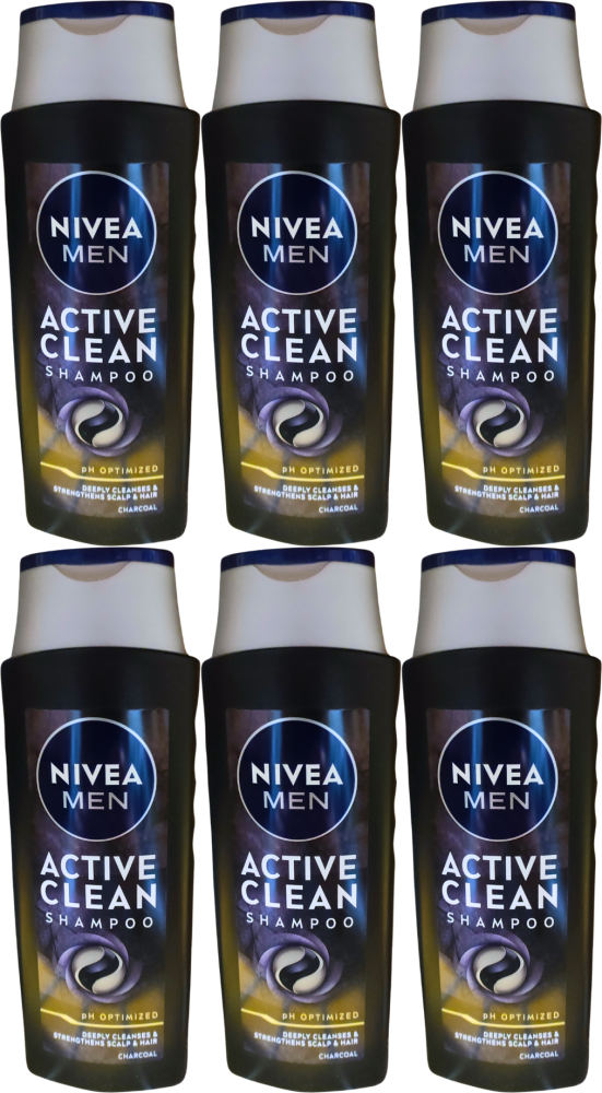 6x Szampon do włosów Nivea Men, Active Clean, 400ml