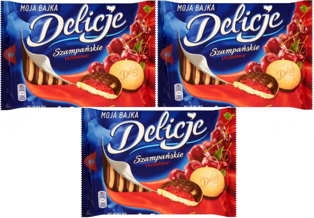 3x ciastka Delicje szampańskie Mondelez, wiśniowy, 294g