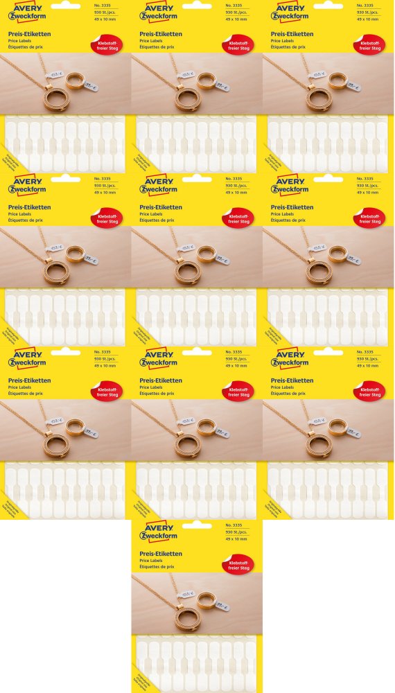 10x Etykiety cenowe Avery Zweckform, do opisu ręcznego, 49x10mm, 930 sztuk, biały