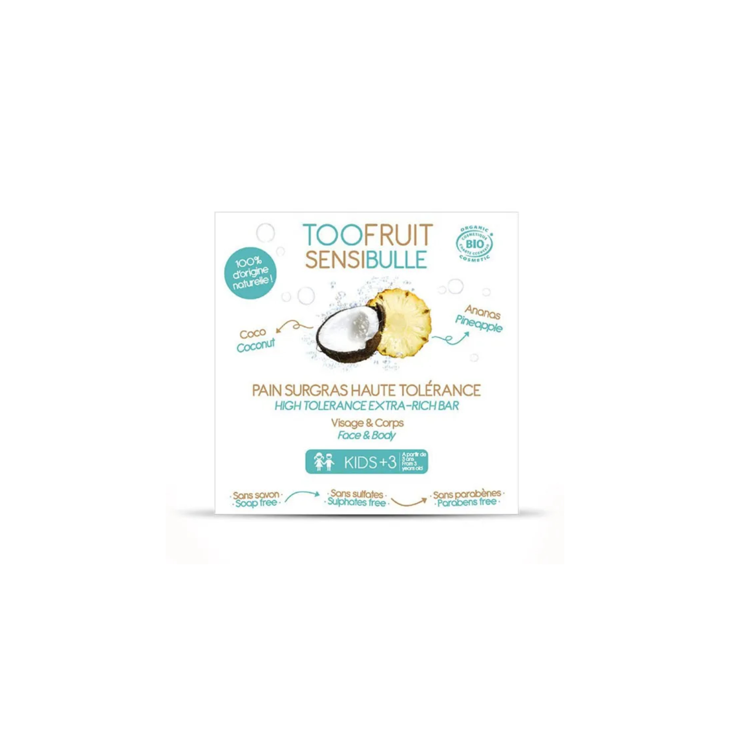 Toofruit - kostka dermatologiczna, ananas i kokos, 85 g (data ważności: 30.06.2026)