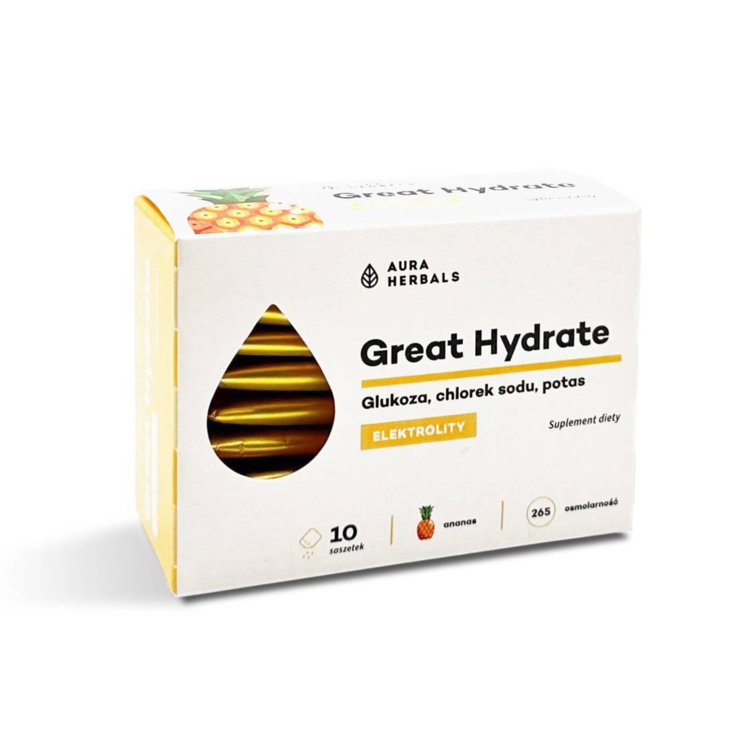 Aura herbals great hydrate, smak ananasowy, 10 saszetek