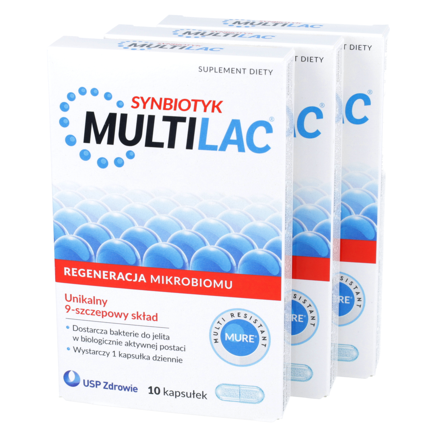 Zestaw: 3 x multilac synbiotyk, 10 kapsułek