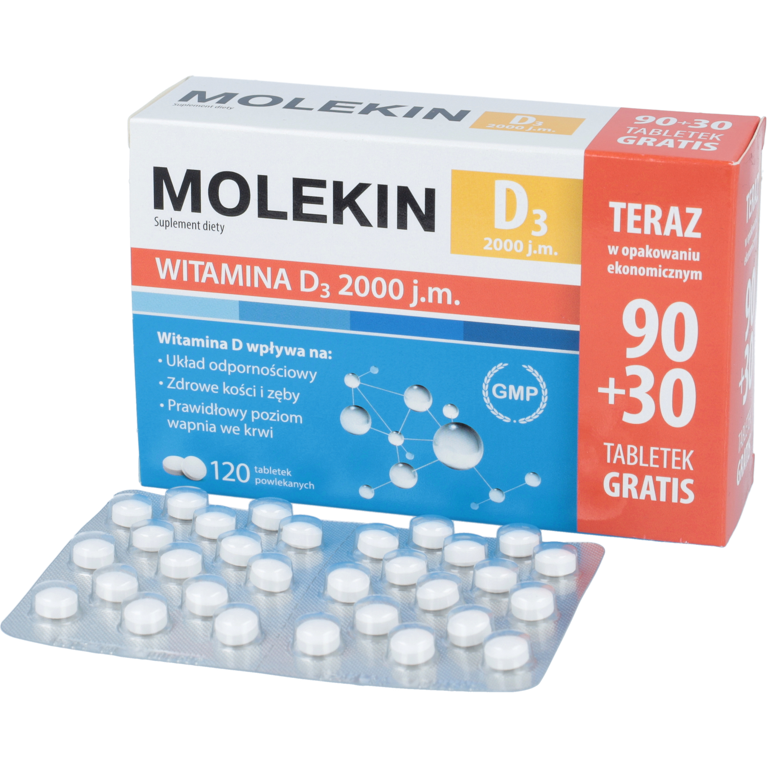 Molekin d3 2000 j.m., 120 tabletek powlekanych