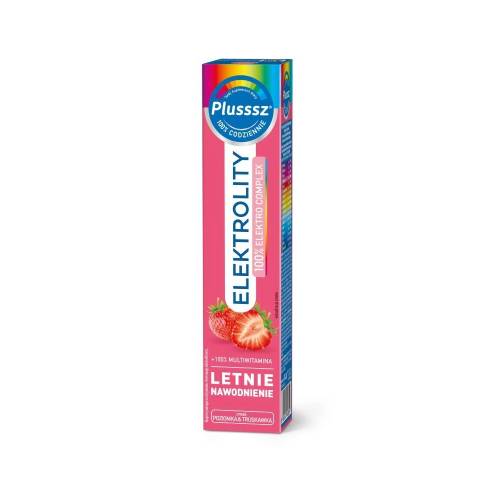 Plusssz elektrolity + 100% multiwitamina, poziomka i truskawka, 24 tabletki musujące