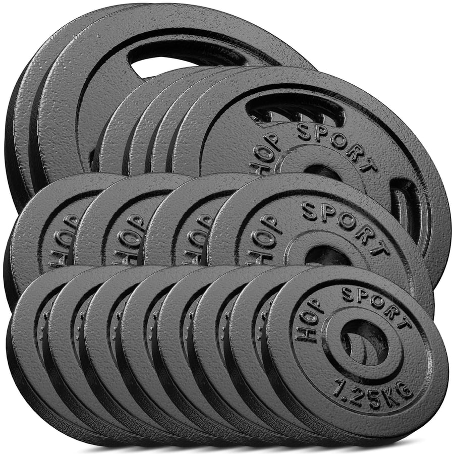 Gusseisen Hantelscheiben-Set 60 kg 2 x 10 kg; 4 x 5 kg; 4 x 2,5 kg; 8 x 1,25 kg