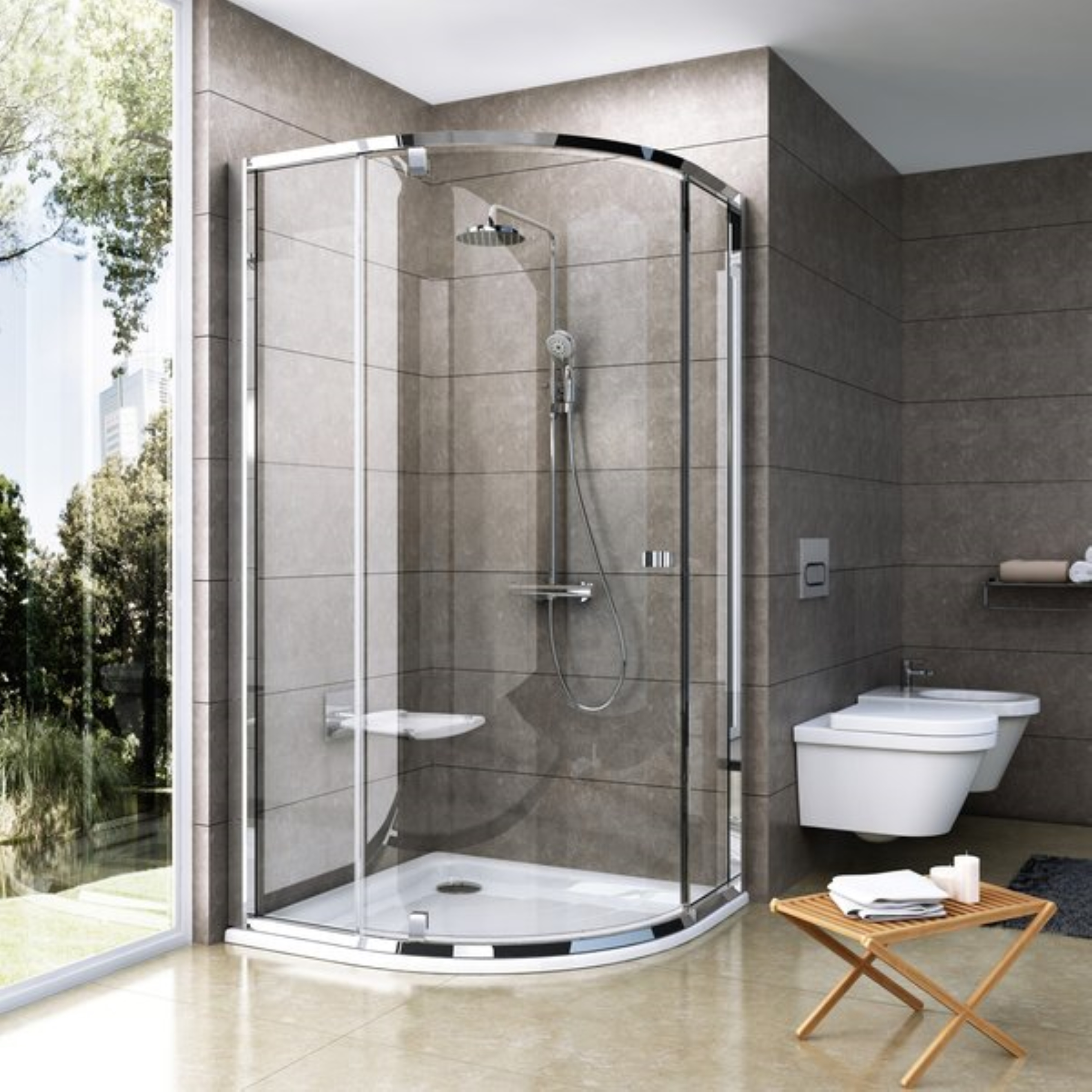 Ravak Pivot kabina prysznicowa 90x90 cm półokrągła polerowane aluminium/szkło przezroczyste 37677C00Z1