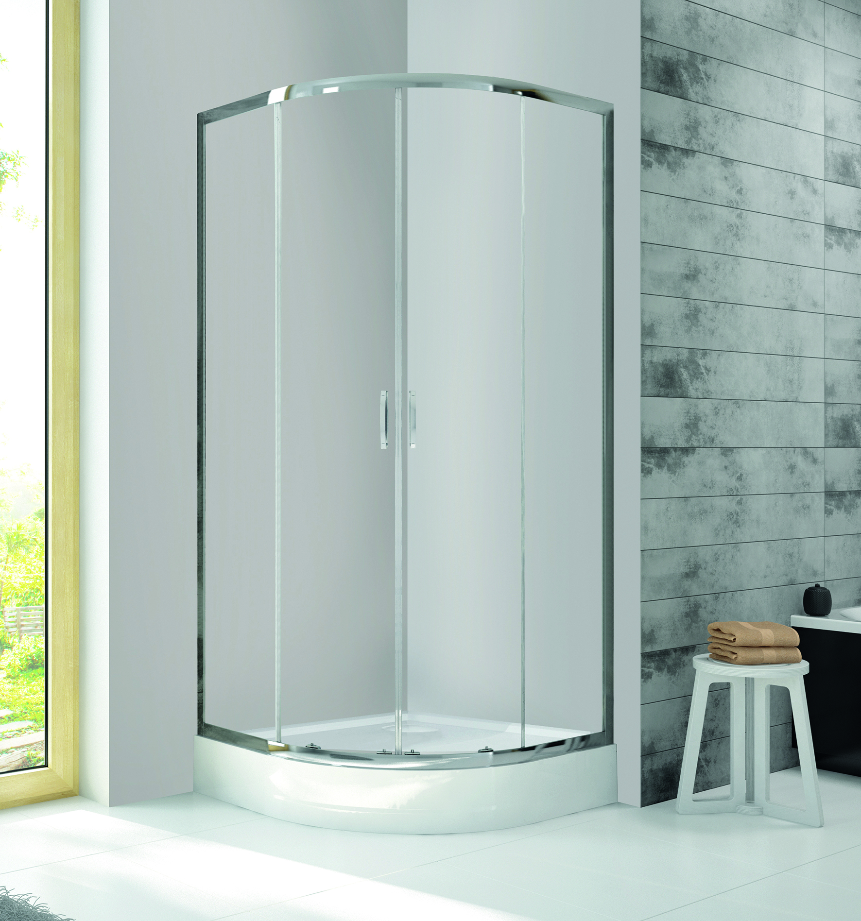 Sanplast Fris kabina z brodzikiem 90x90 cm półokrągła srebrny połysk/szkło przezroczyste 602-331-1260-38-400