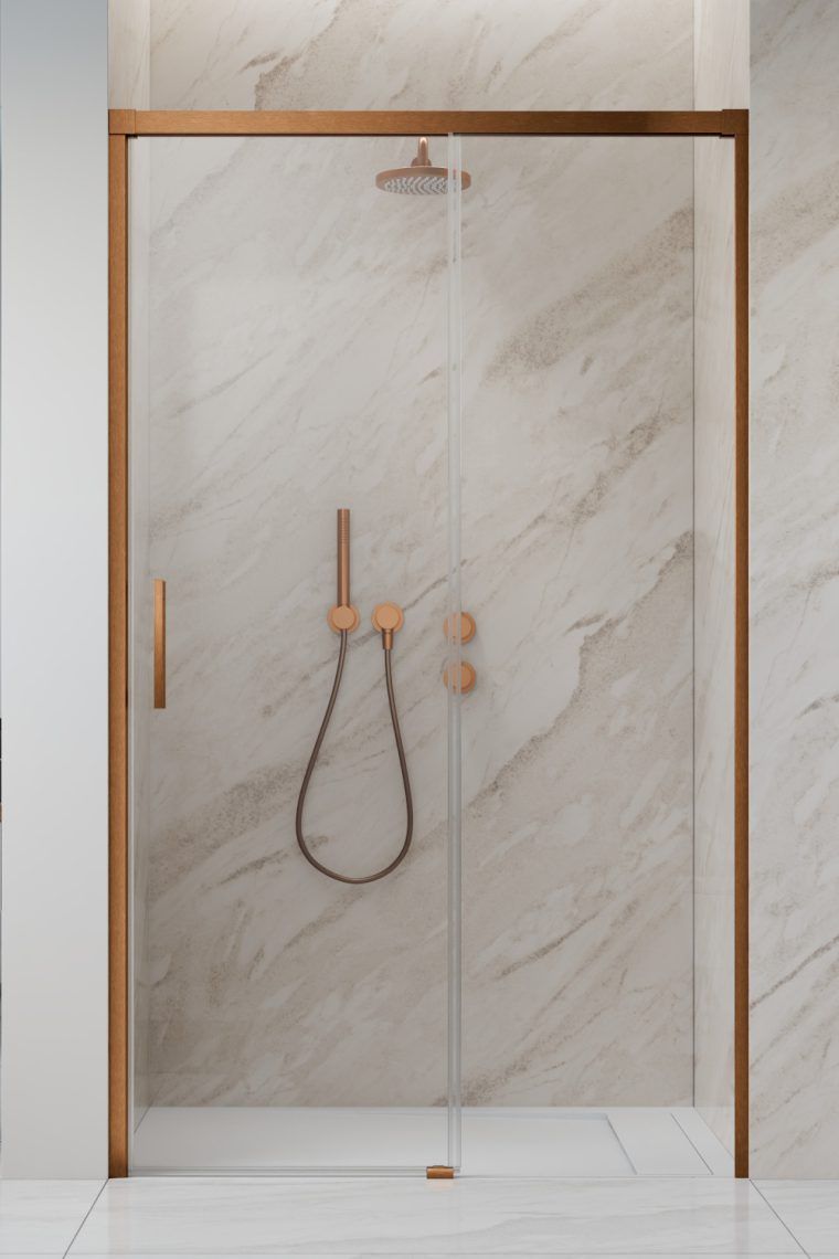 Radaway Idea Brushed Copper DWJ drzwi prysznicowe 120 cm rozsuwane miedź szczotkowana/szkło przezroczyste 387016-93-01R