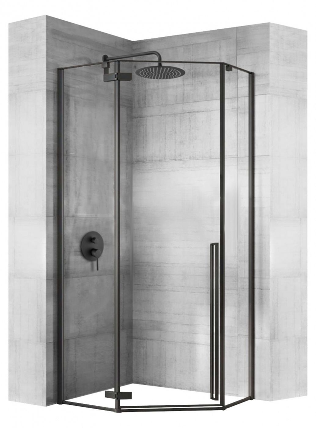Rea Diamond Black kabina prysznicowa 80x80 cm pięciokątna czarny/szkło przezroczyste REA-K6900