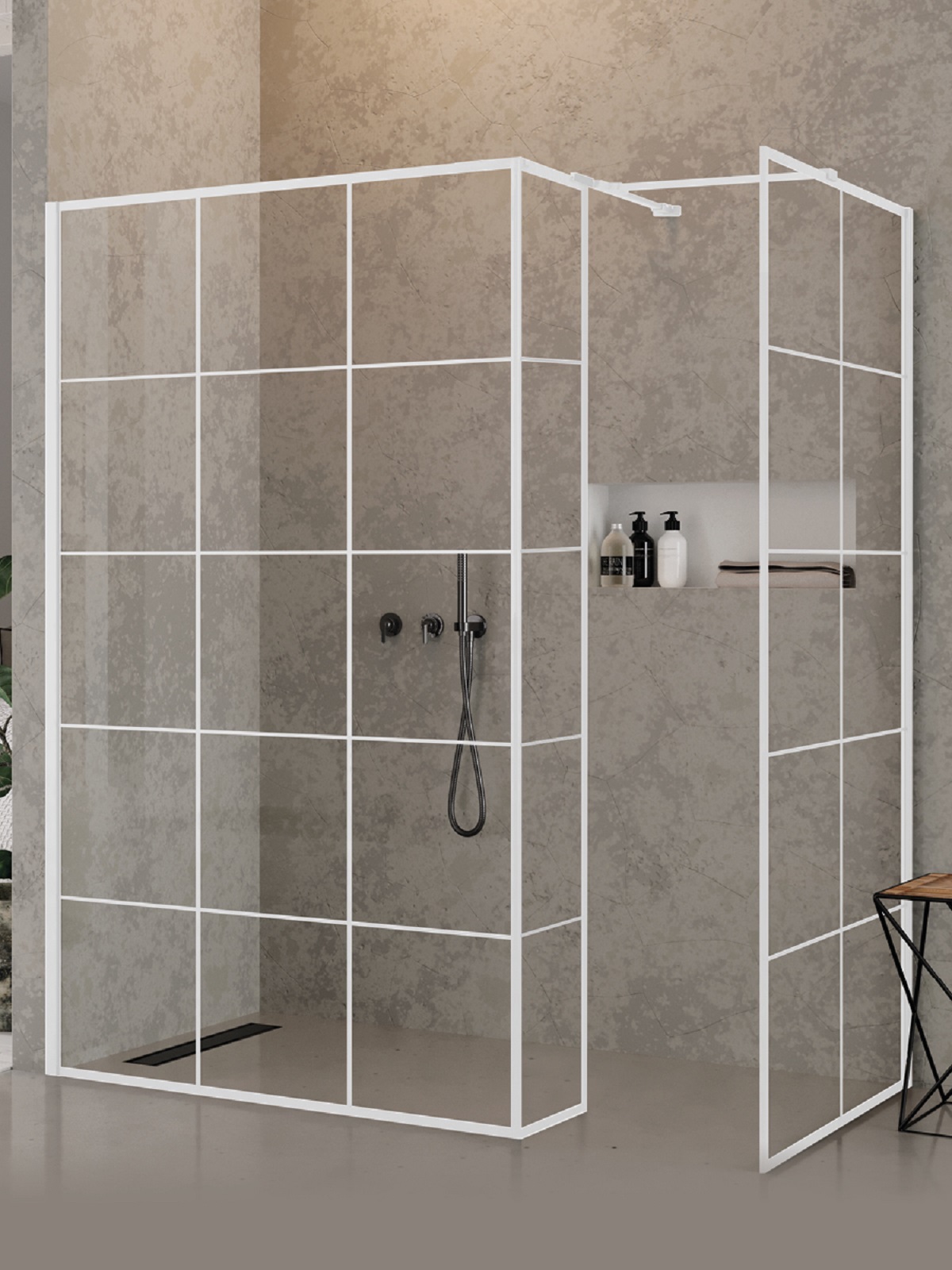 New Trendy New Modus White ścianka prysznicowa walk-in 80 cm biały mat/szkło ze wzorem EXK-2280