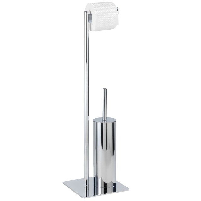 Wenko Recco stojak na papier toaletowy ze szczotką do WC 2w1 srebrny 18562100