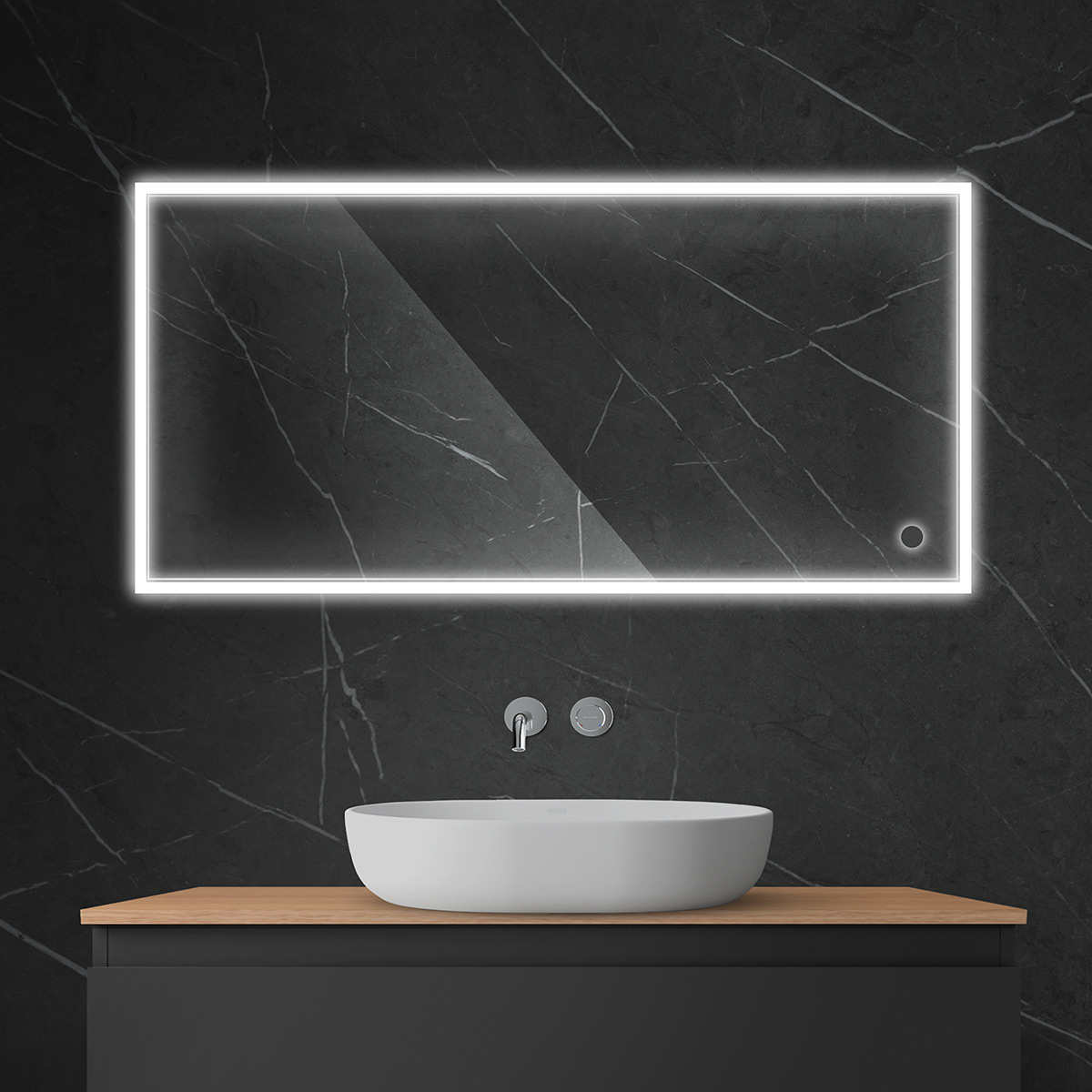 Oltens Nordlis lustro 60x120 cm prostokątne z oświetleniem z przodu lustra z matą grzewczą 64107000 - Wysyłka w 24h