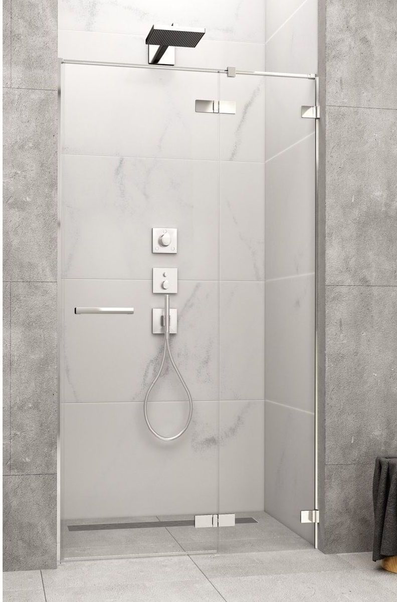 Radaway Arta DWJ II drzwi prysznicowe 120 cm ze ścianką stałą prawe chrom+/szkło przezroczyste 386444-03-01R/386012-03-01R