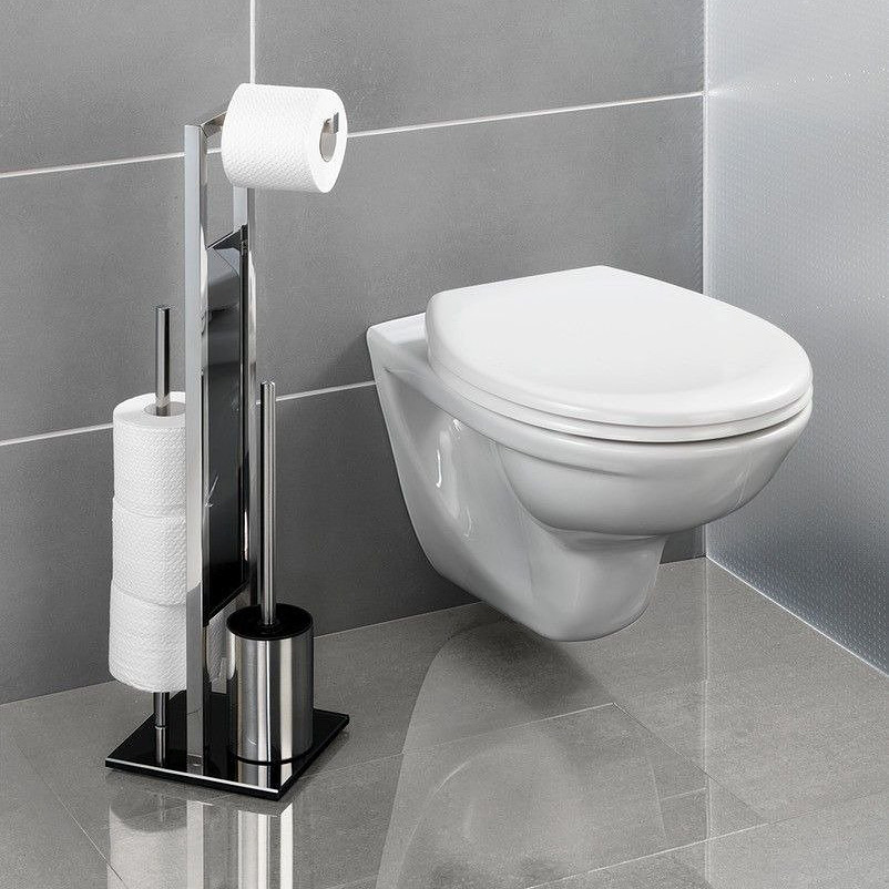 Wenko Rivalta stojak na papier toaletowy z uchwytem i szczotką do WC czarny/srebrny 22983100 - Wysyłka w 24h