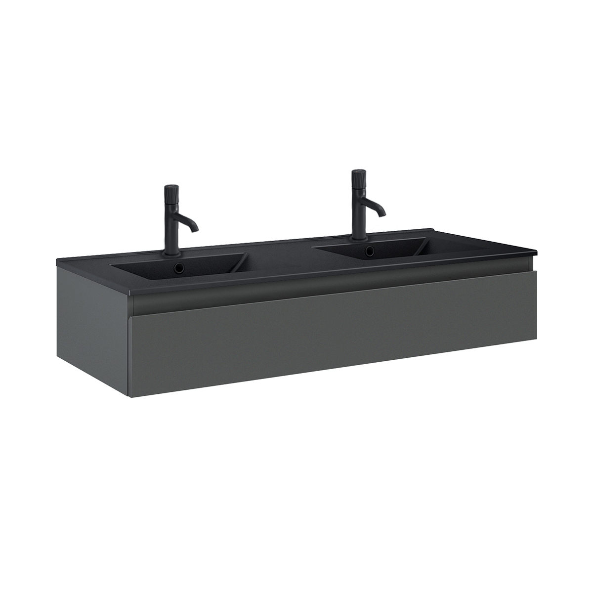 Oltens Vernal umywalka z szafką 120 cm czarny mat/grafit mat 68011400 - Wysyłka w 24h