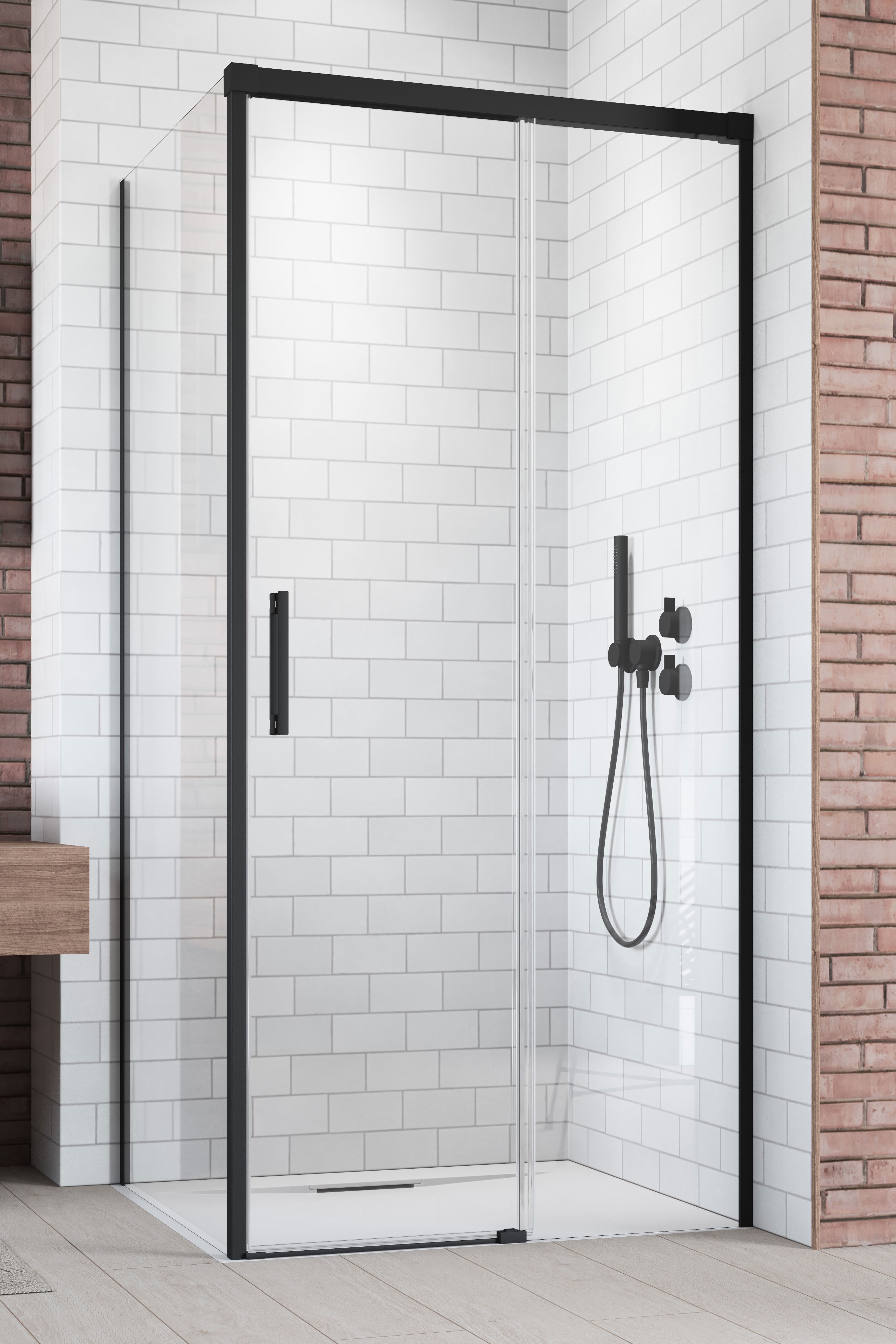 Radaway Idea Black KDJ drzwi prysznicowe 120 cm prawe czarny mat/szkło przezroczyste 387042-54-01R