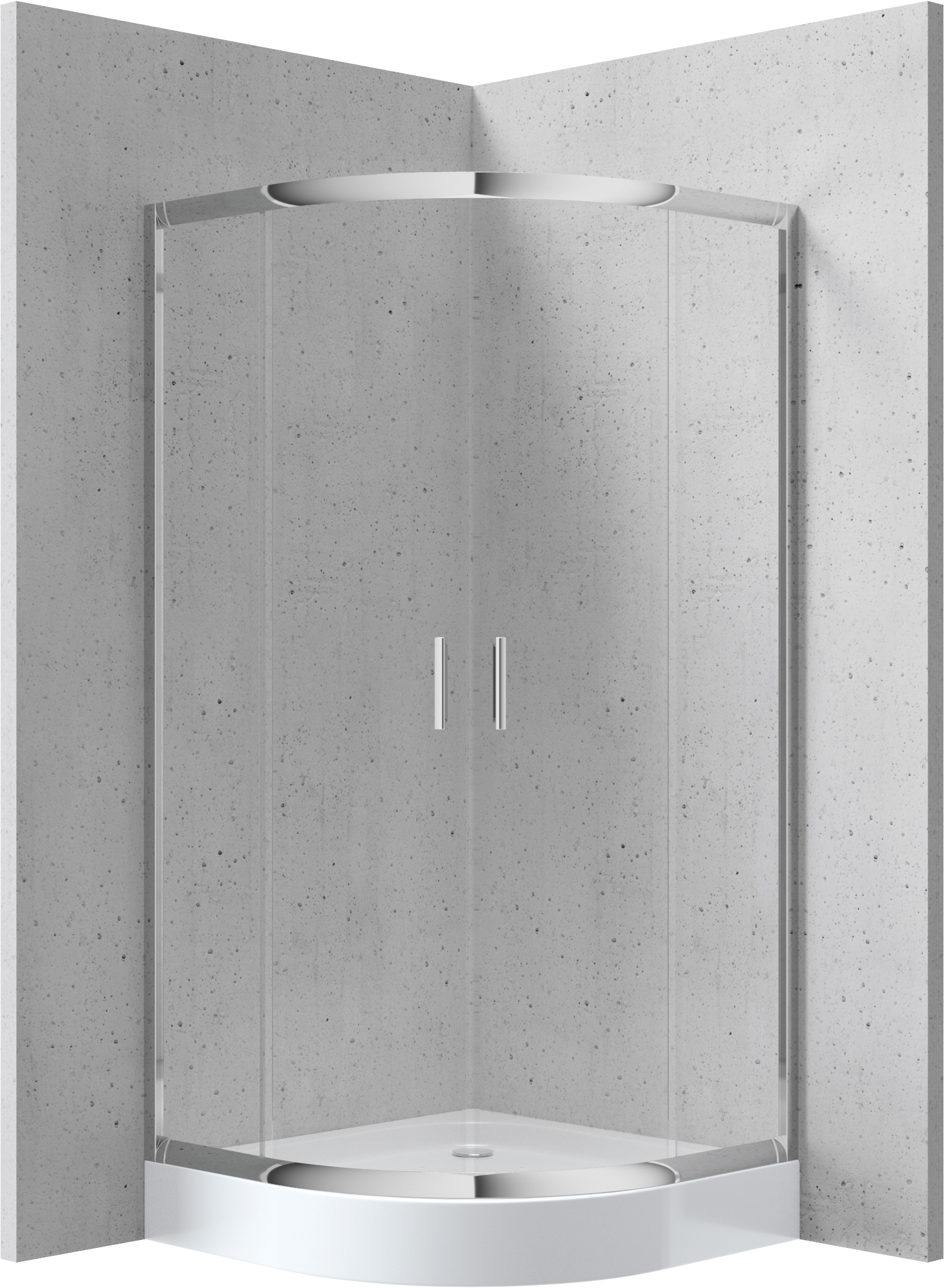 Deante Funkia kabina z brodzikiem 90x90 cm półokrągła chrom połysk/szkło przezroczyste KYPZ051K