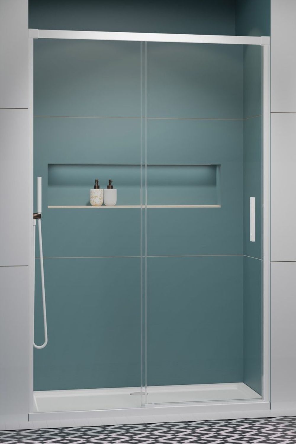 Radaway Idea White DWJ drzwi prysznicowe 120 cm wnękowe lewe biały mat/szkło przezroczyste 387016-04-01L