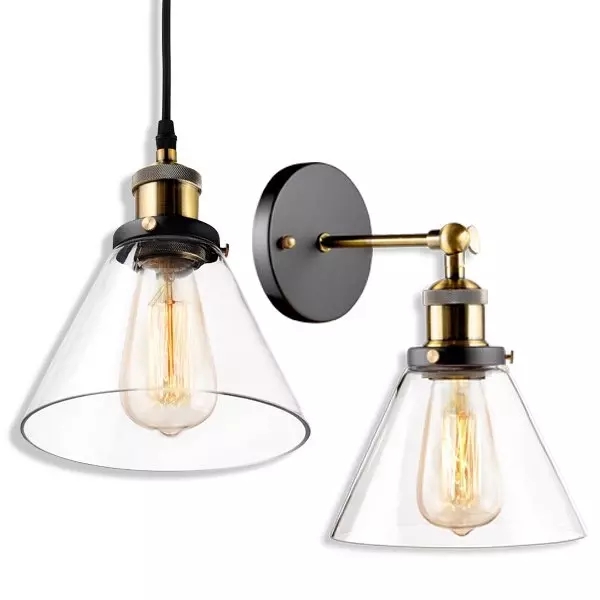 Altavola Design New York Loft No.1 zestaw lampa wisząca 1x40W kinkiet 1x40W mosiądz/transparent La034/p+w