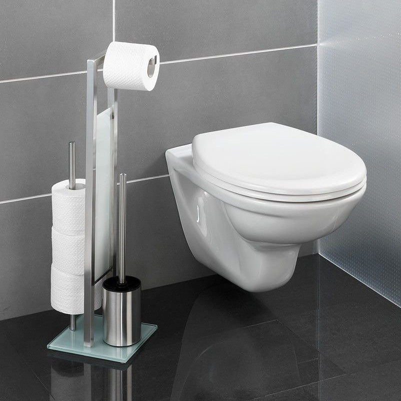 Wenko Rivalta stojak na papier toaletowy ze szczotką do WC 3w1 srebrny 21564100 - Wysyłka w 24h