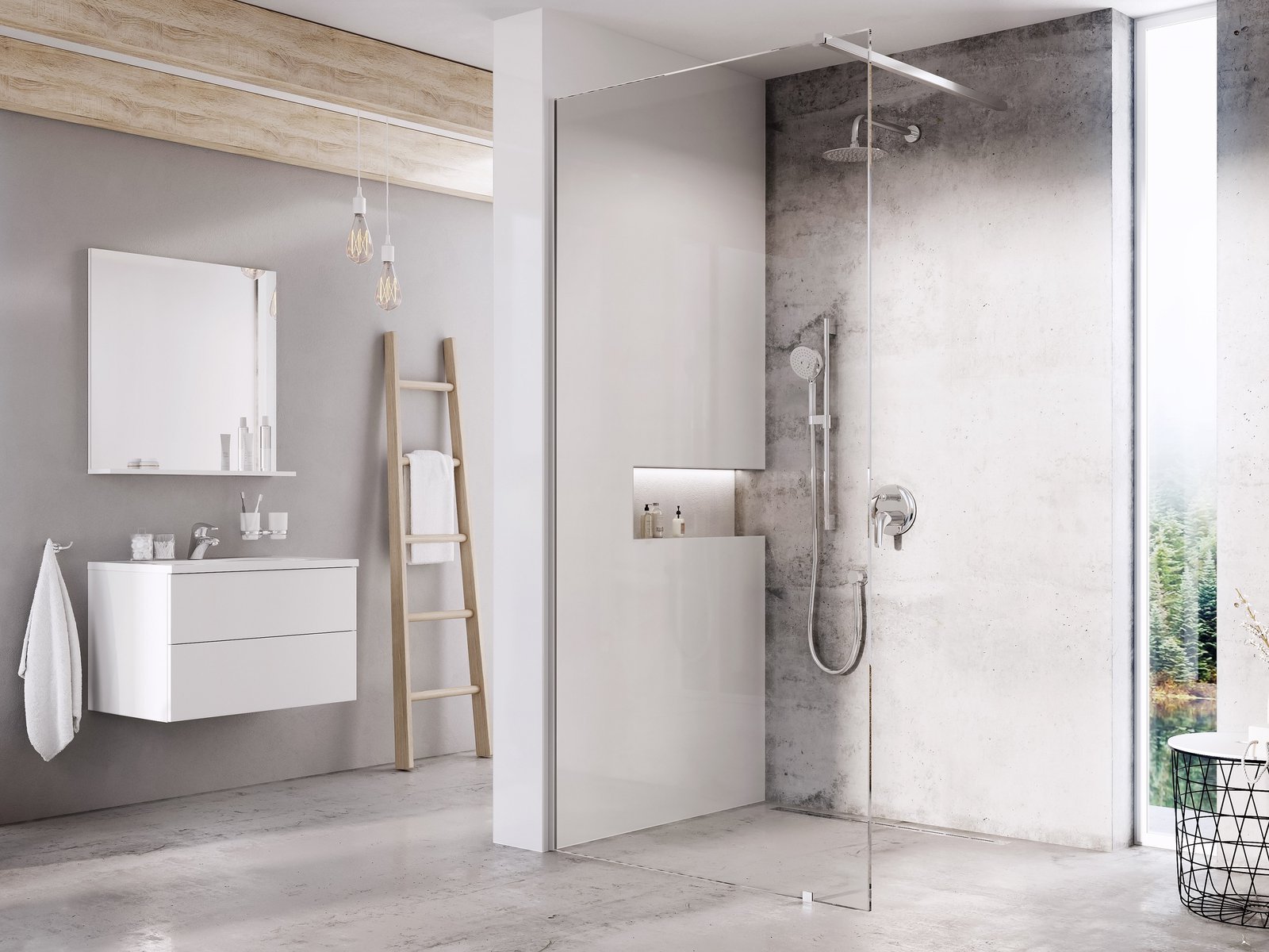 Ravak Walk-In Wall SET ścianka prysznicowa walk-in 150 cm polerowane aluminium/szkło przezroczyste GW9WP0C0SZ1