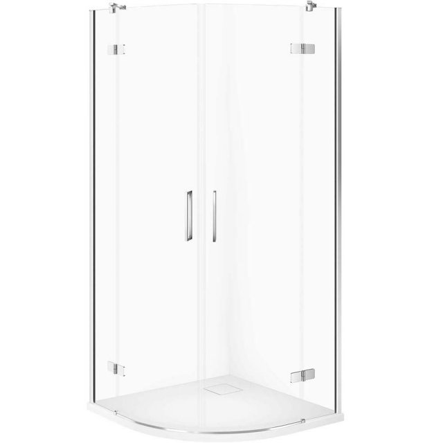CERSANIT Zestaw kabina półokrągła JOTA 90x90 chrom, brodzik TAKO SLIM