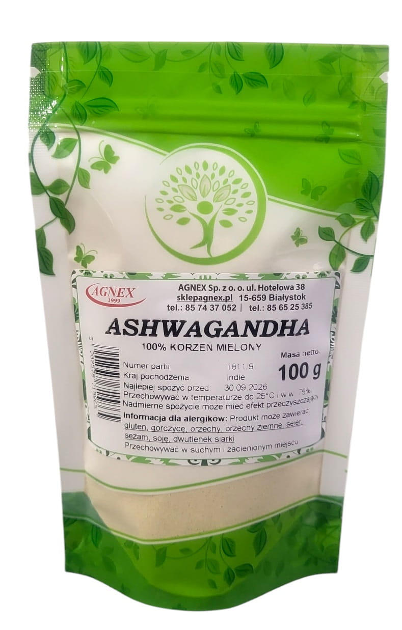 ASHWAGANDHA korzeń mielony 100 g term. 30.09.2026