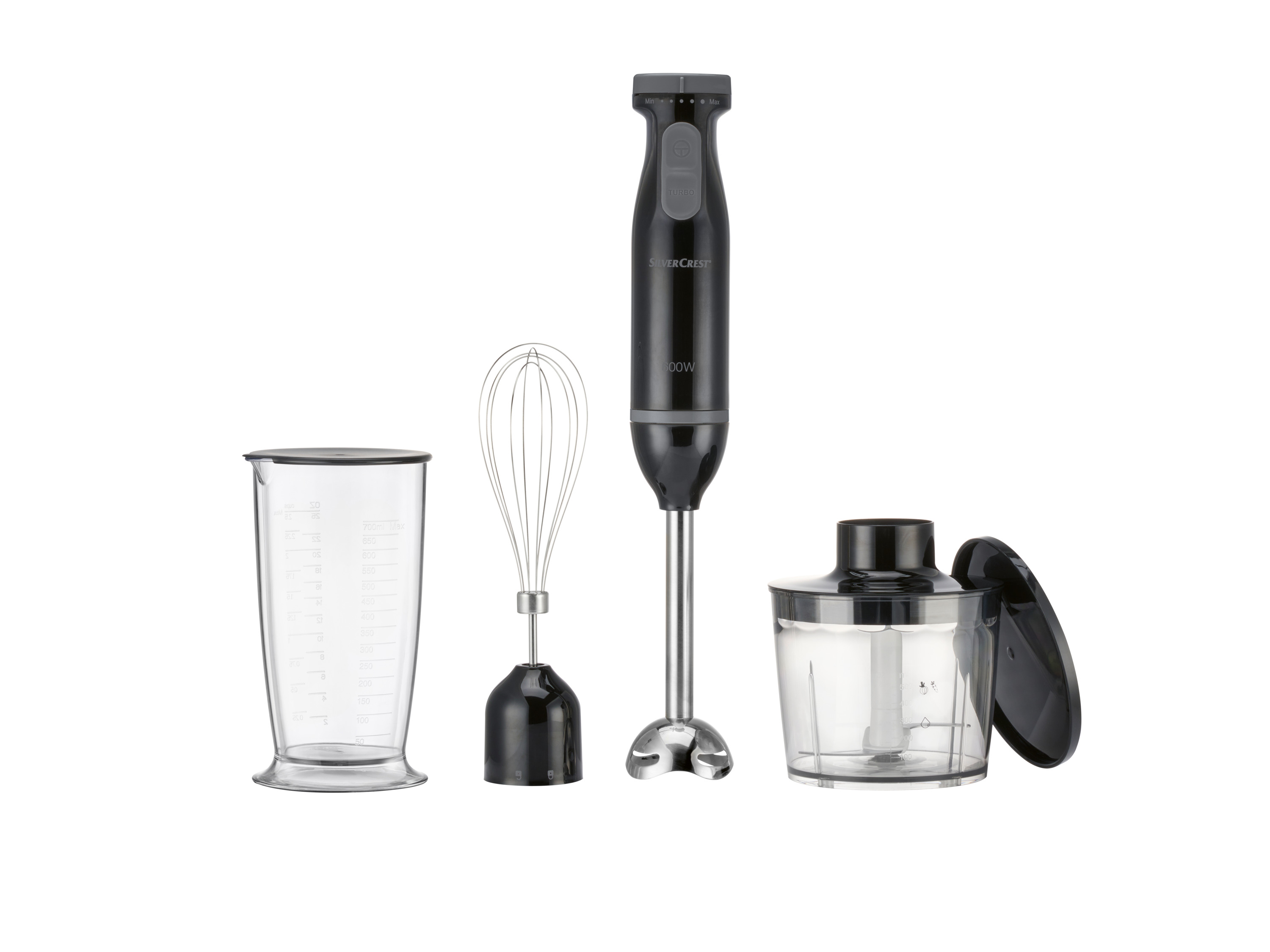 Silvercrest Kitchen Tools Blender ręczny z zestawem akcesoriów, 600W, Ssms 600 E6 / Sosms 600 E6 Czarny