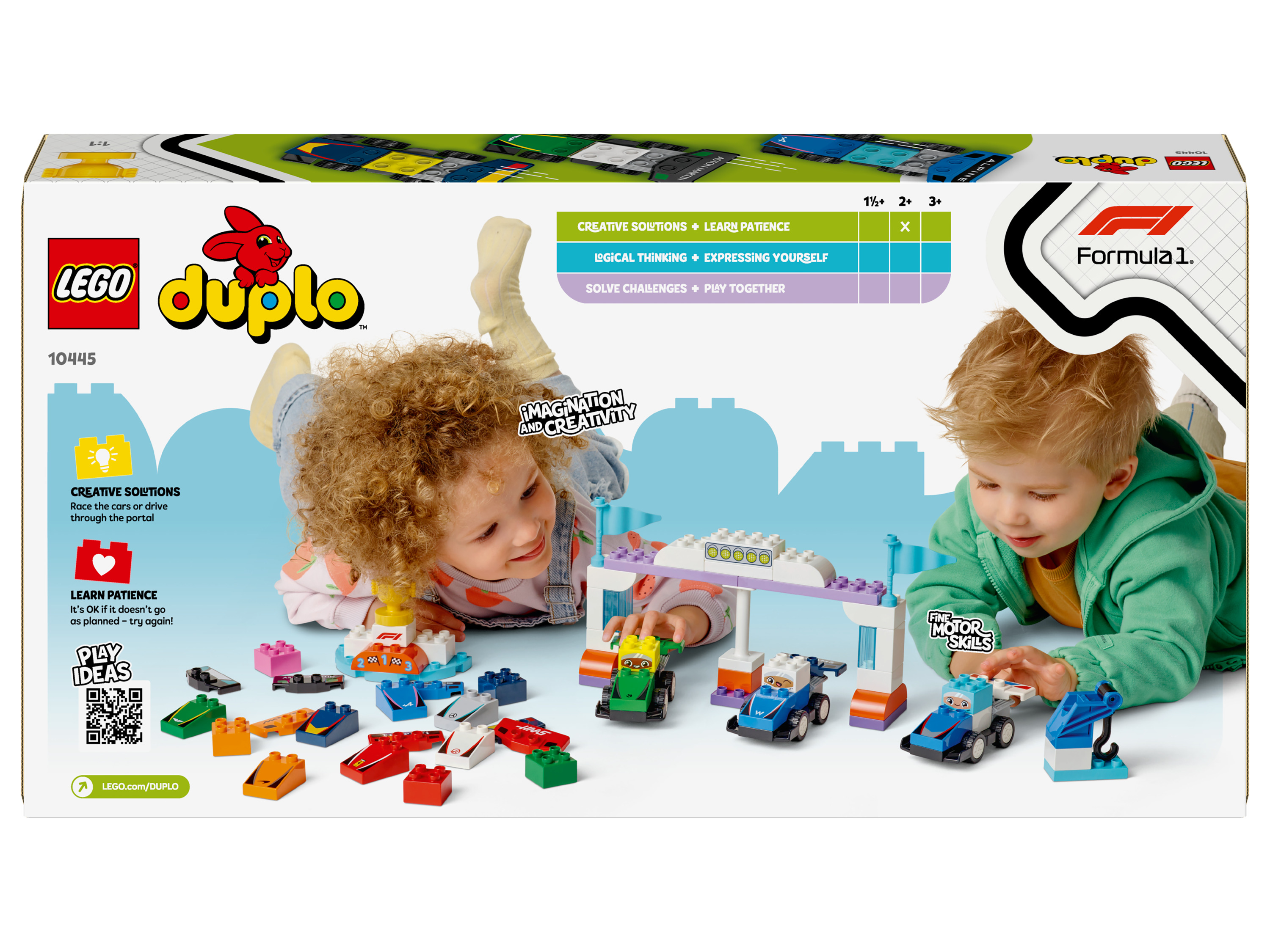 Lego Duplo Zestaw klocków Lego 10445 Samochody wyścigowe i kierowcy zespołu F1 V29