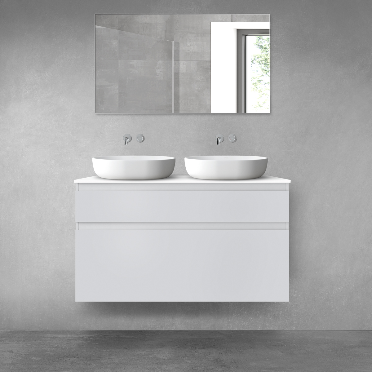 Darmowa Dostawa - Zestaw mebli łazienkowych 120x46.4x72.2 cm podumywalkowa wisząca biała Oltens Vernal 68229700