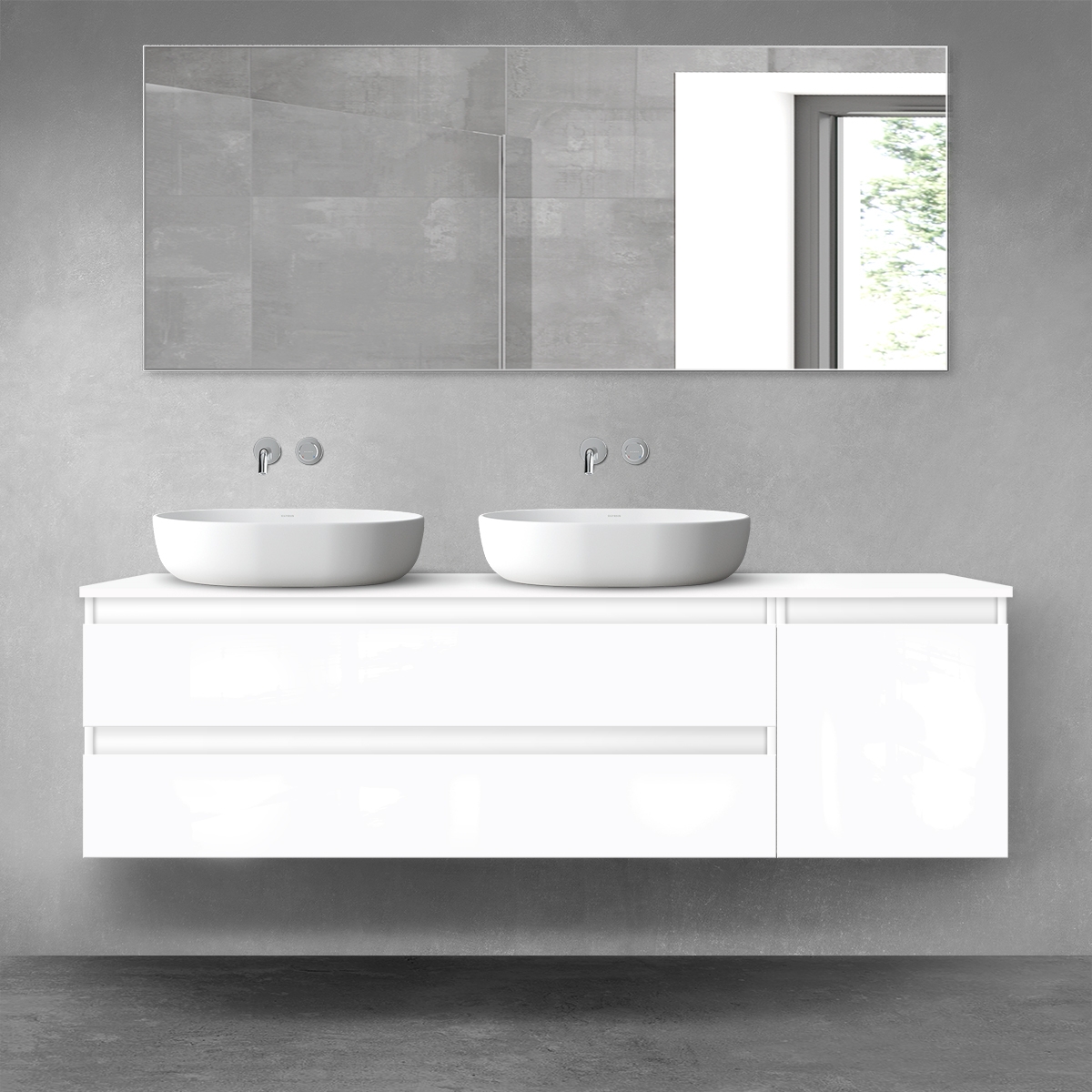 Darmowa Dostawa - Zestaw mebli łazienkowych 160x46.4x48.6 cm podumywalkowa wisząca biała Oltens Vernal 68483000