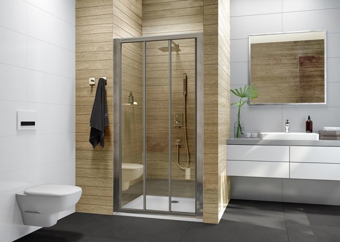 Darmowa Dostawa - Drzwi prysznicowe 120 cm rozsuwane srebrny połysk/szkło przezroczyste Sanplast Basic 600450096038400
