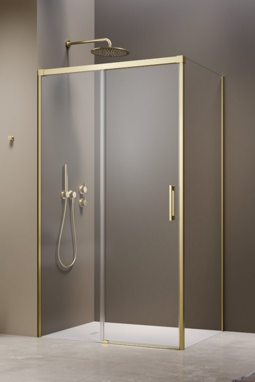 Darmowa Dostawa - Drzwi prysznicowe 120 cm rozsuwane złoty szczotkowany/szkło przezroczyste Radaway Idea Brushed Light Gold KDJ 3870429801L