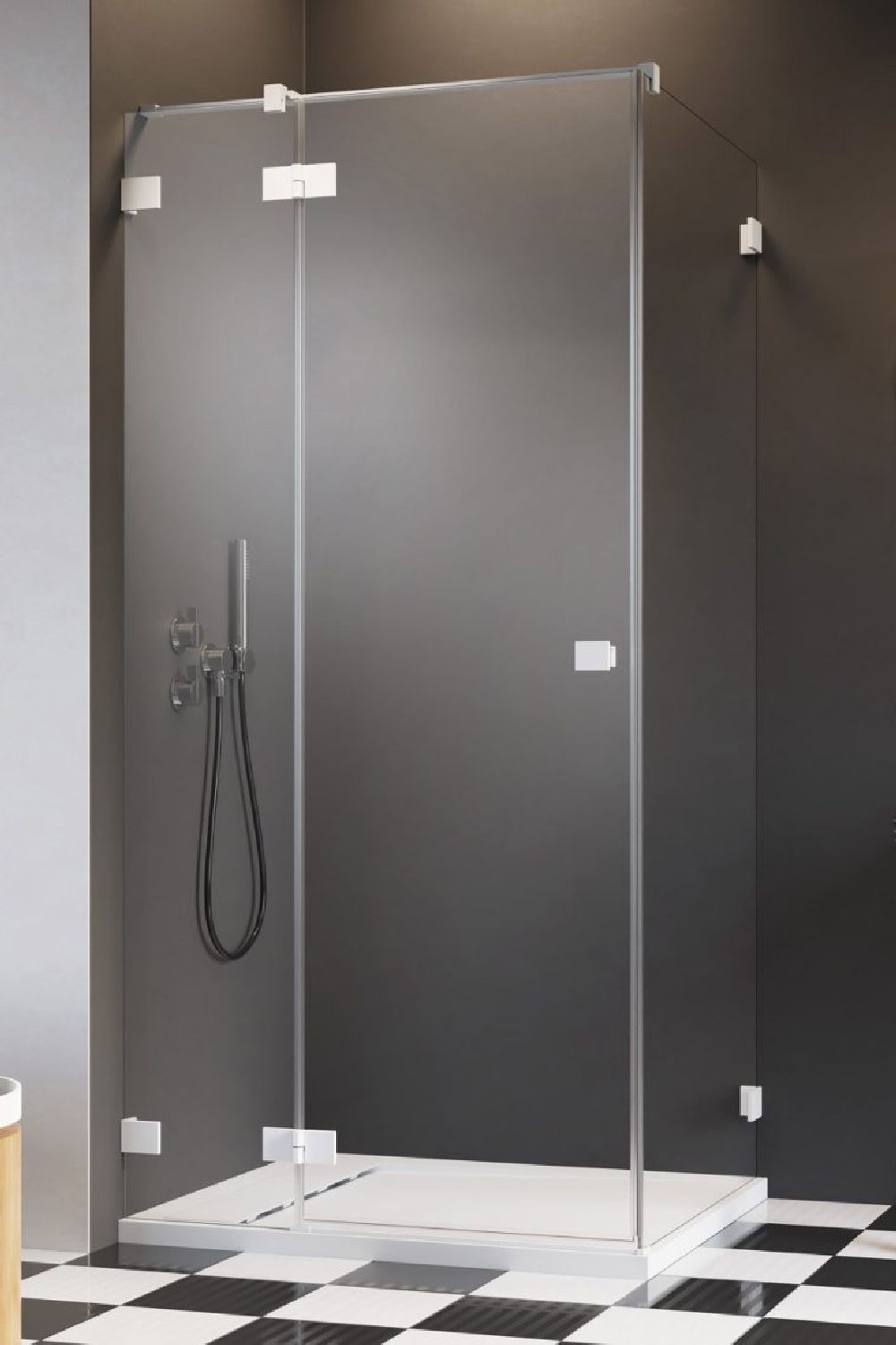 Darmowa Dostawa - Drzwi prysznicowe 120 cm uchylne biały mat/szkło przezroczyste Radaway Essenza Pro White KDJ 100971200401R