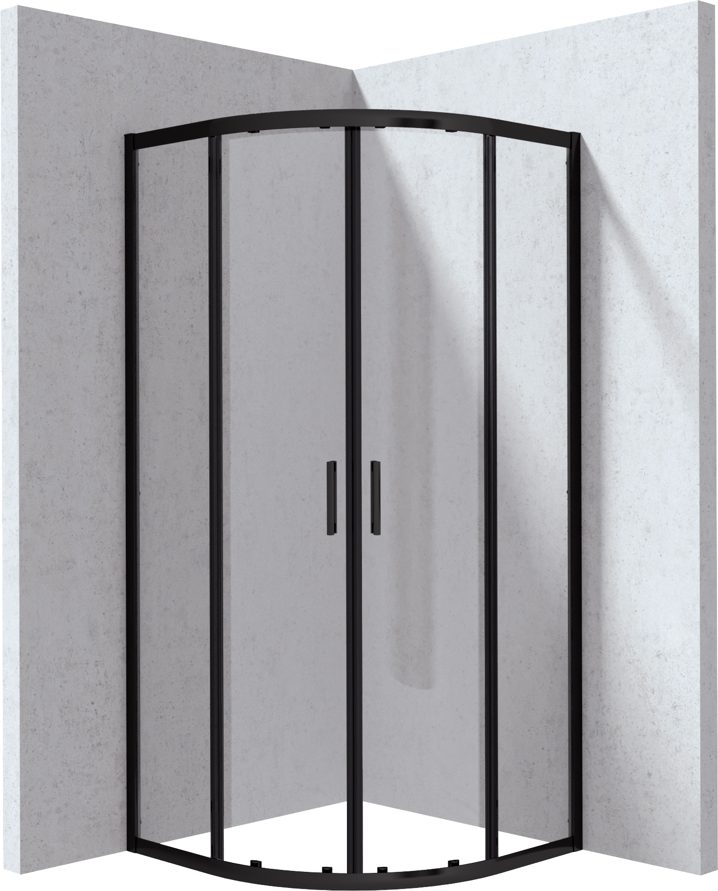 Darmowa Dostawa - Kabina prysznicowa 90x90 cm półokrągła czarny mat/szkło przezroczyste Deante Funkia Evo KYPN099P